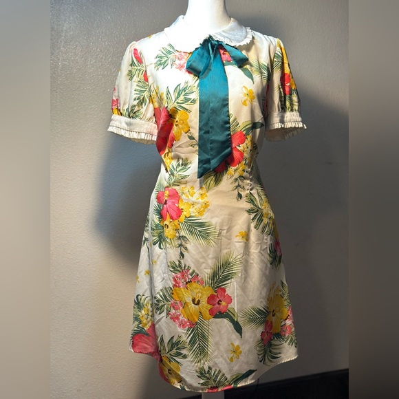 Babydoll Dress Floral  Collared dress tropical  sexy babydoll dress woman size m - Picture 4 of 9